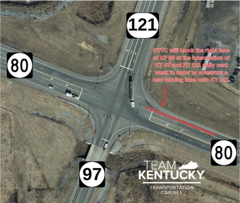 Press release: KYTC to construct new turning lane at intersection of KY 80 and KY 121