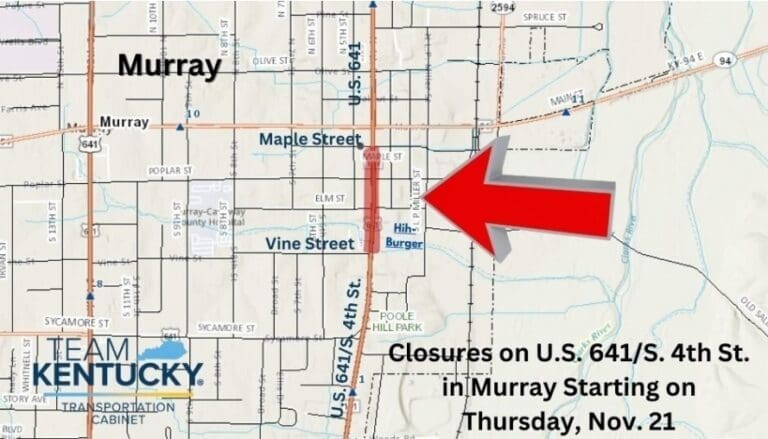 KYTC announces planned road closures in Calloway County this week (UPDATED)