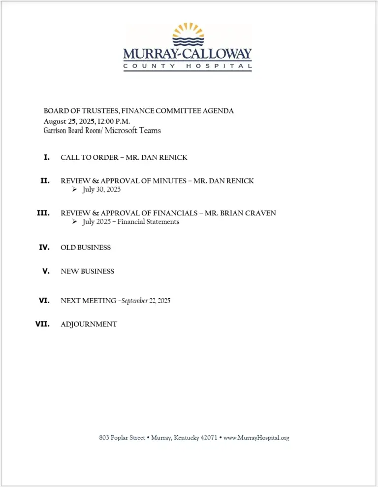 MCCH Board of Trustees Finance Committee Regular Meeting