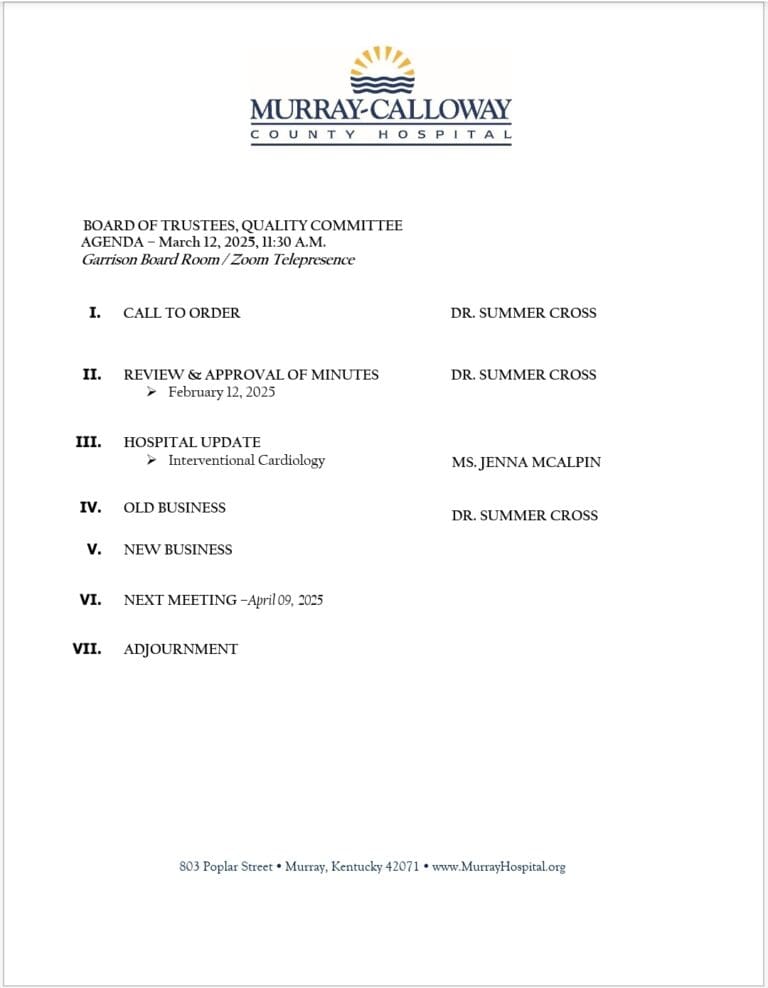 MCCH Board of Trustees Quality Committee Regular Meeting
