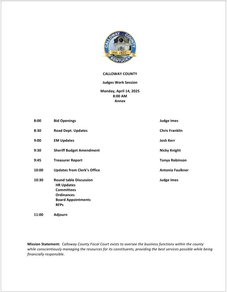 Calloway County Fiscal Court Work Session