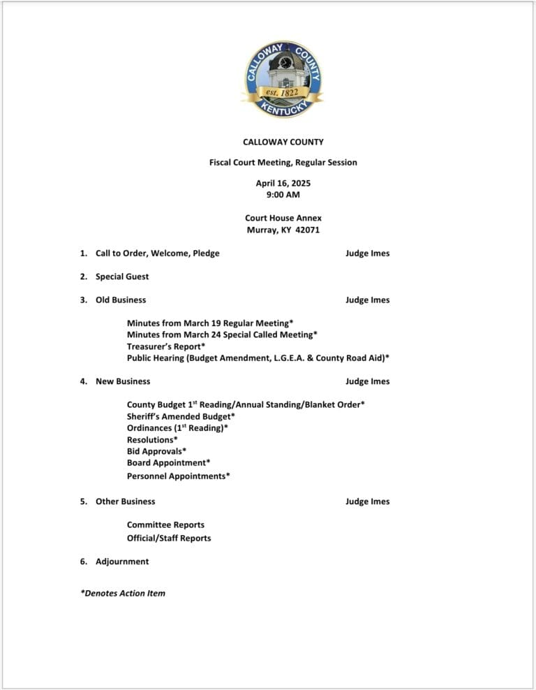 Calloway County Fiscal Court Regular Meeting