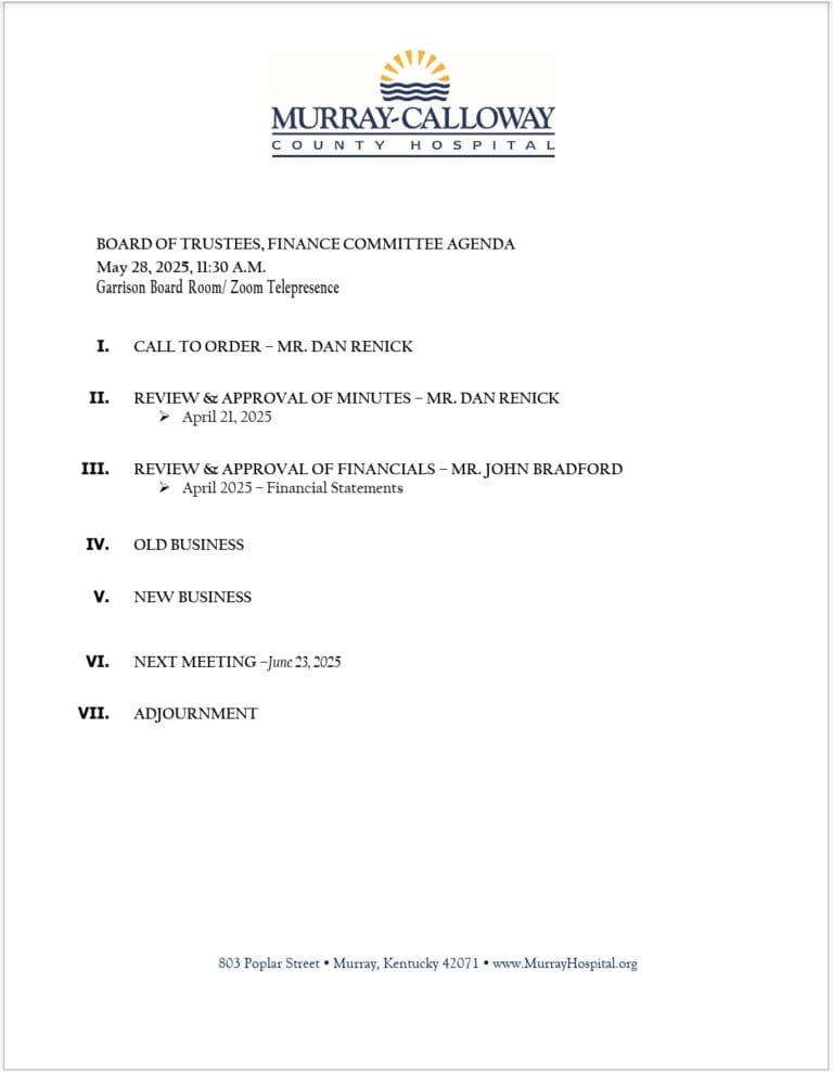 MCCH Board of Trustees Finance Committee Regular Meeting