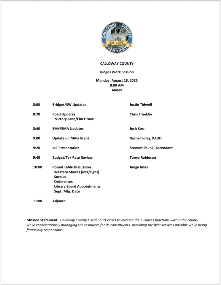 Calloway County Fiscal Court Work Session